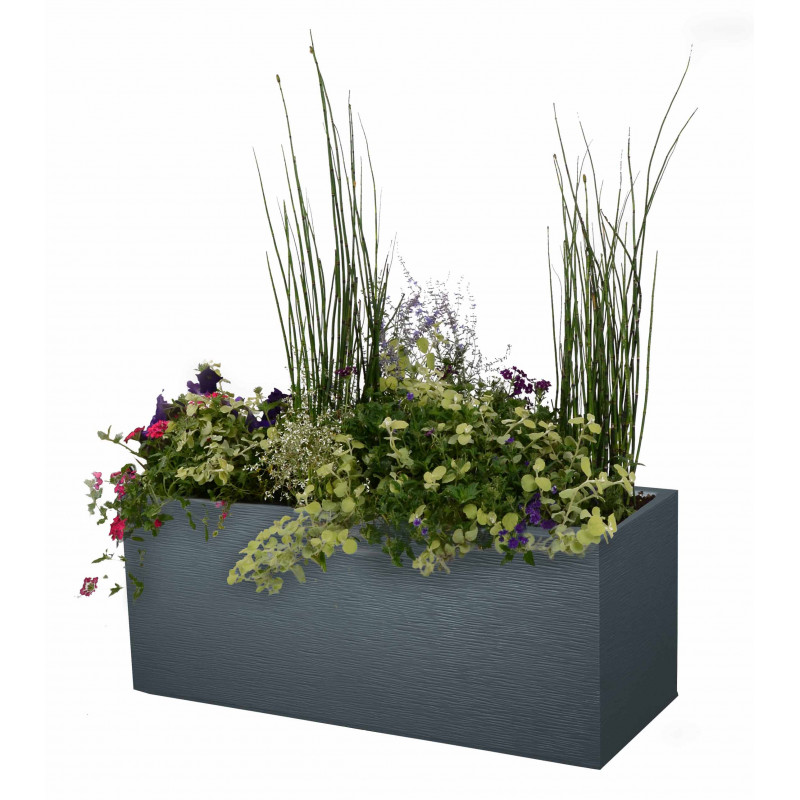 Bac fleurs rectangulaire gris 98 litres chez Jardin et Bac fleurs rectangulaire gris 98 litres chez Jardin et