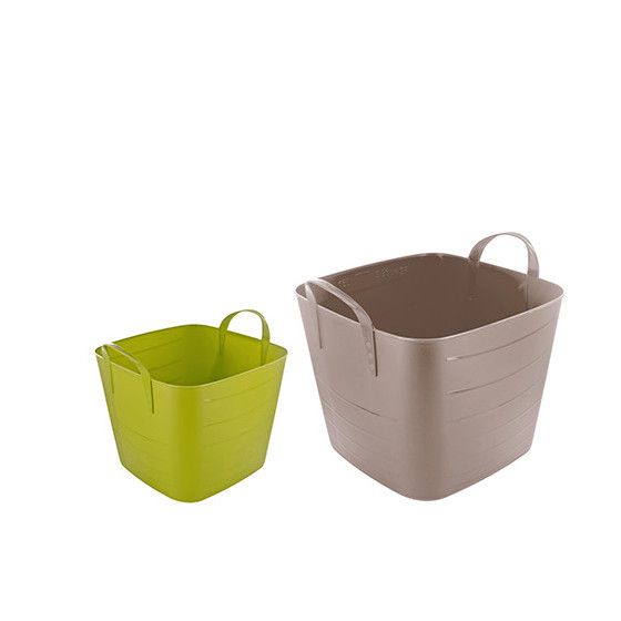 Bassine souple carrée 40 et 25 L gris et vert Bassine souple carrée 40 et 25 L gris et vert