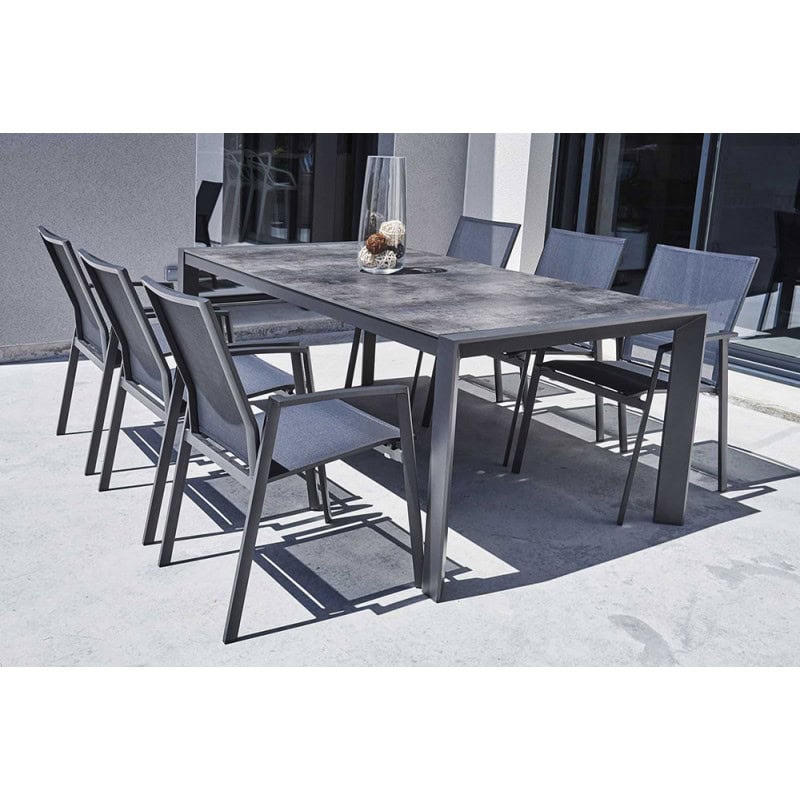 Ensemble table et chaise de jardin en aluminium gris Ensemble table et chaise de jardin en aluminium gris